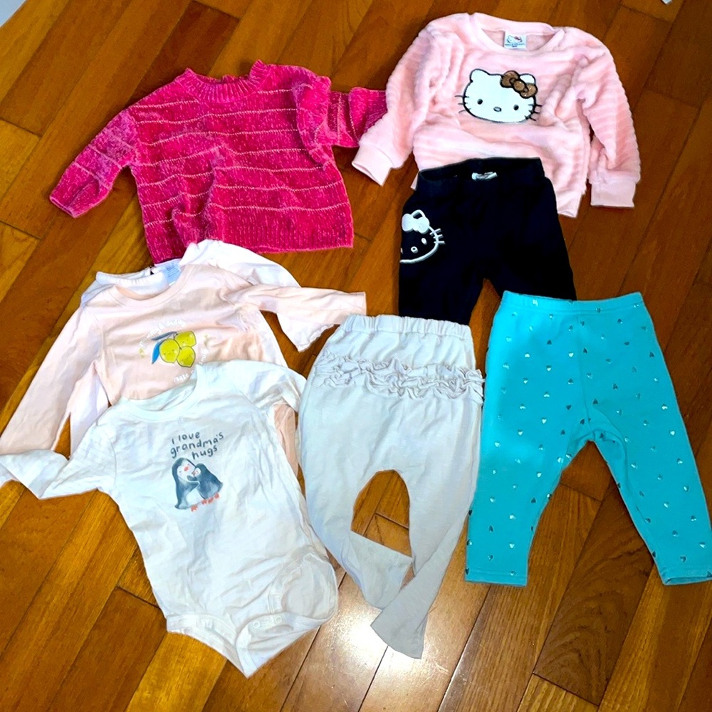 Hello Kitty set bundle lot Carter’s jumping beans ruffle bottom legging 12 18 mo